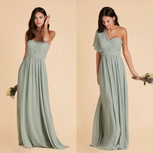 Birdy Grey Grace Convertible Chiffon Sage Bridesmaid Maxi Dress NWT - Picture 1 of 3